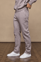 Brown Marl Axel Straight Leg Jogger, crafted from heavyweight fleece, with side pockets and an adjustable waist.
