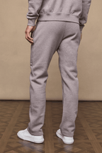 Men's Axel Straight Leg Jogger in Brown Marl, made from heavyweight cotton-polyester blend, with side pockets.