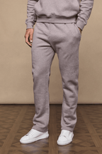 Axel Straight Leg Jogger in Brown Marl, crafted from heavyweight cotton-polyester blend, shown with matching hoodie.