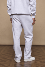 Axel Straight Leg Jogger in Stone Marl, crafted from heavyweight cotton-polyester blend with a soft fleece lining.