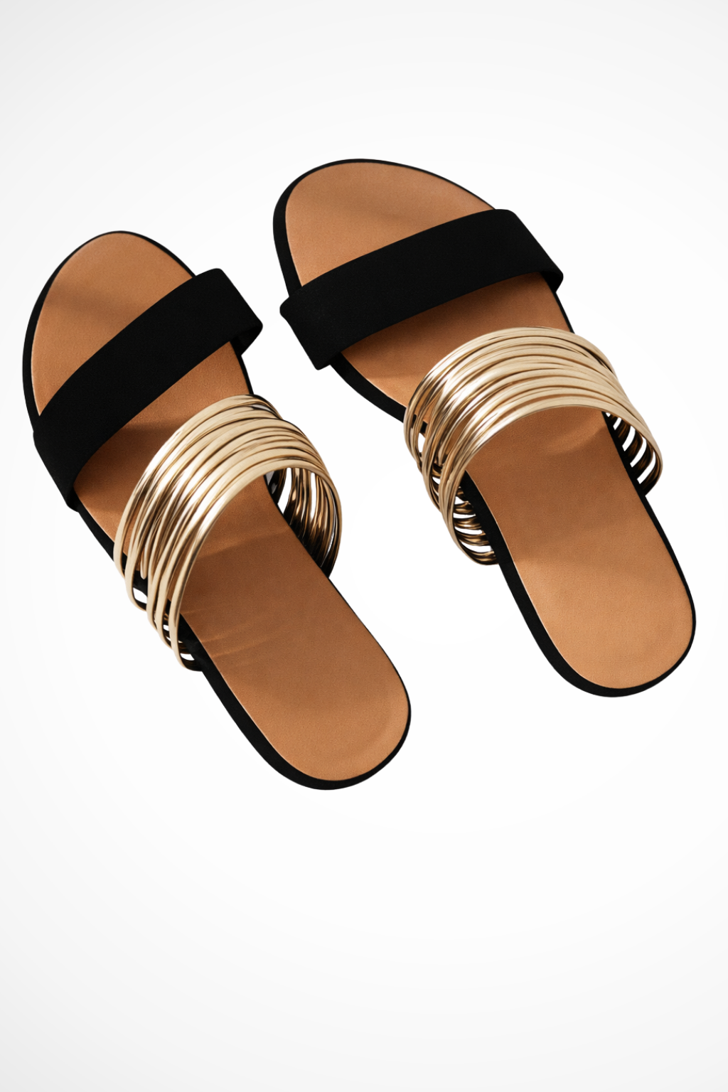 Cecily | Women Multi Ring Metallic Detail Open Toe Flat Slides