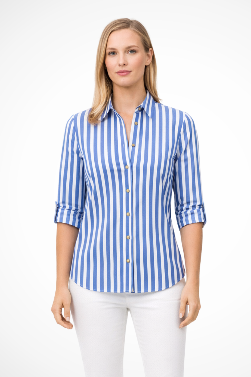Chloe | Women Slim Fit Striped Shirt Long Sleeve Blouse