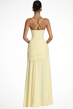 Clarisse | Women Square Neck Ruched A Line Maxi Wedding Guest Dress