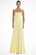 Clarisse | Women Square Neck Ruched A Line Maxi Wedding Guest Dress