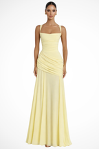 Clarisse | Women Square Neck Ruched A Line Maxi Wedding Guest Dress
