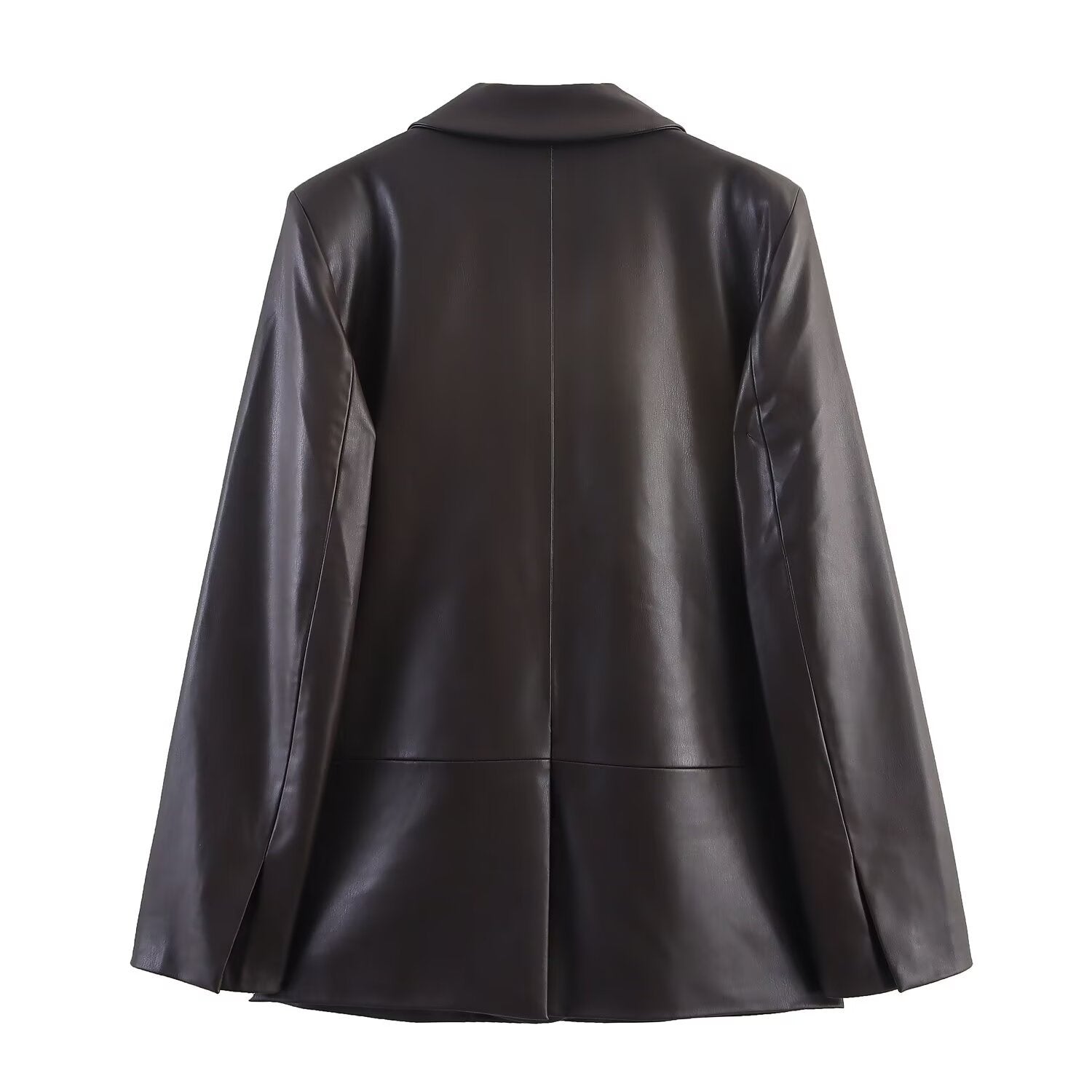 Classic Faux Leather Tailored Blazer Jacket