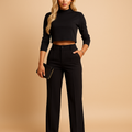 Cropped top and tailored pants set for women | Liana
