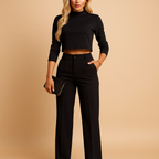 Cropped top and tailored pants set for women | Liana