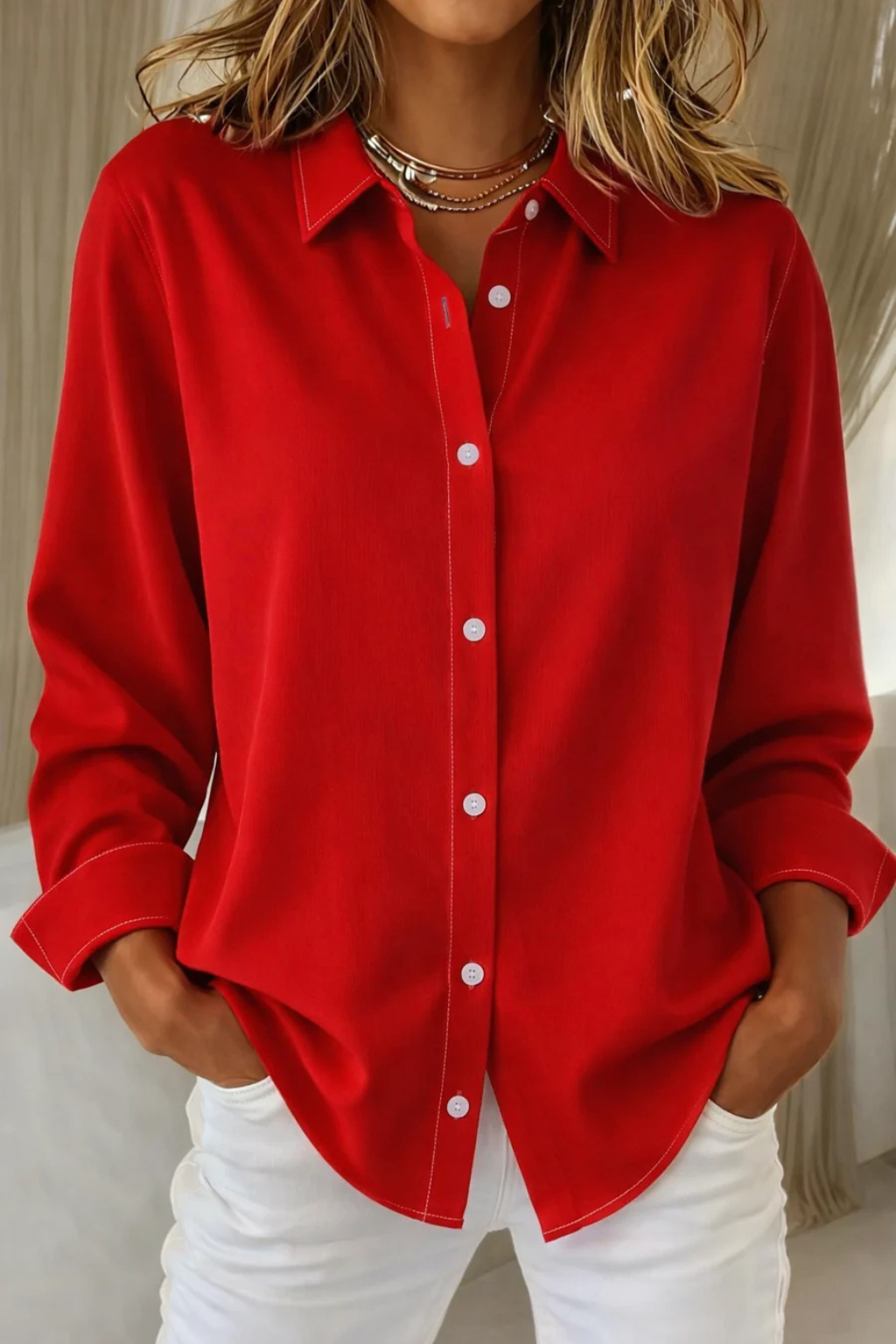 Darcy | Women Relaxed Fit Long Sleeve Collared Button Down Shirt