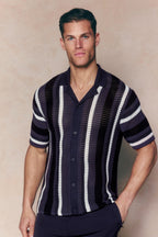 Dell'Amore Crochet Knit Shirt - Navy