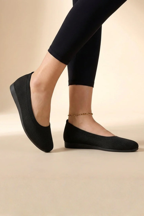 Dorothea | Women Knit Round Toe Slip On Ballet Flats