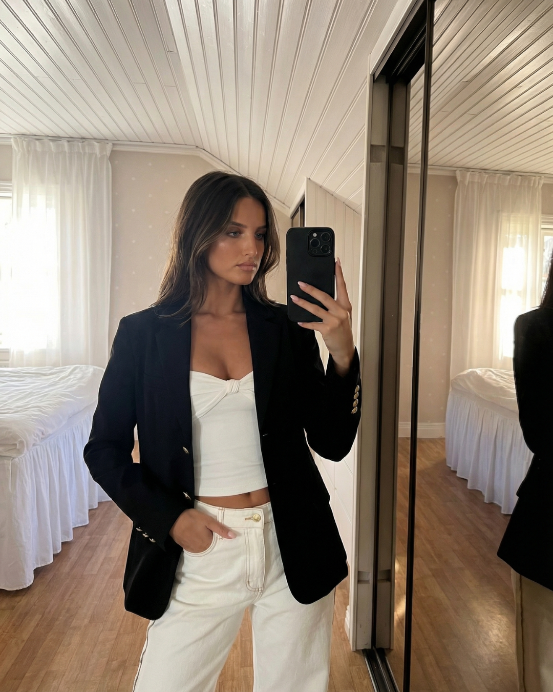 Double Breasted Gold Button Blazer