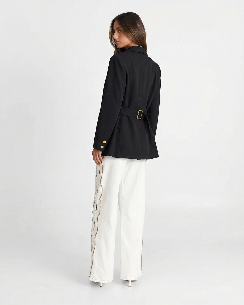 Double Breasted Gold Button Blazer
