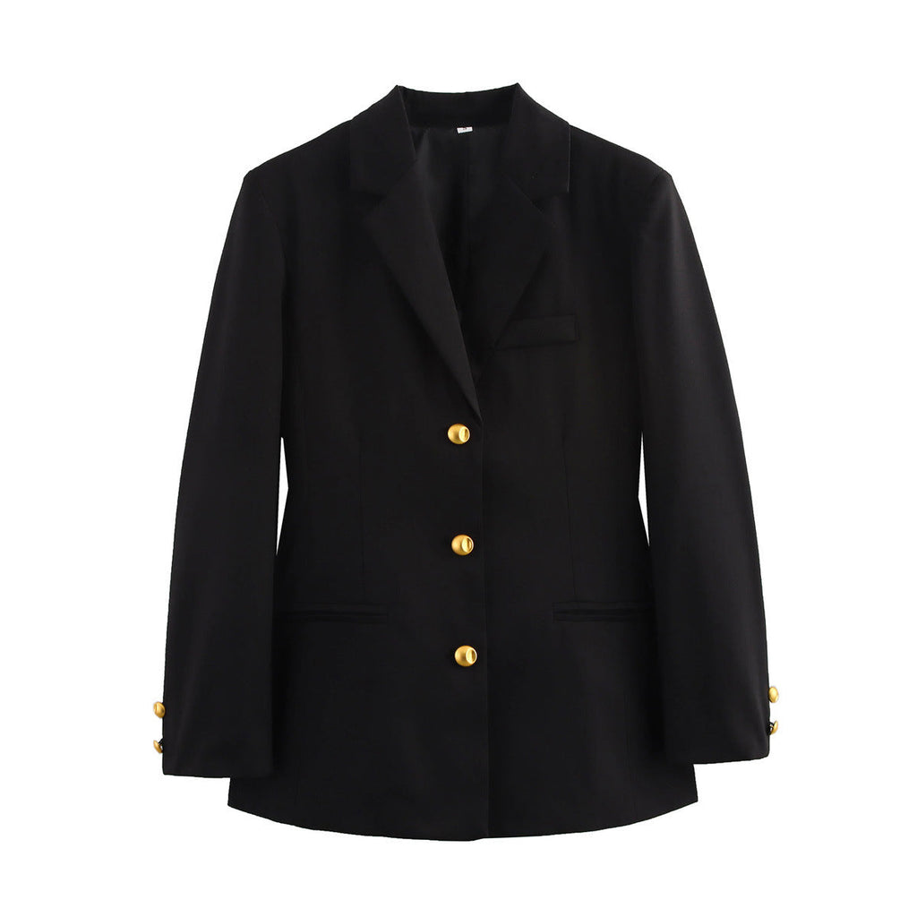 Double Breasted Gold Button Blazer