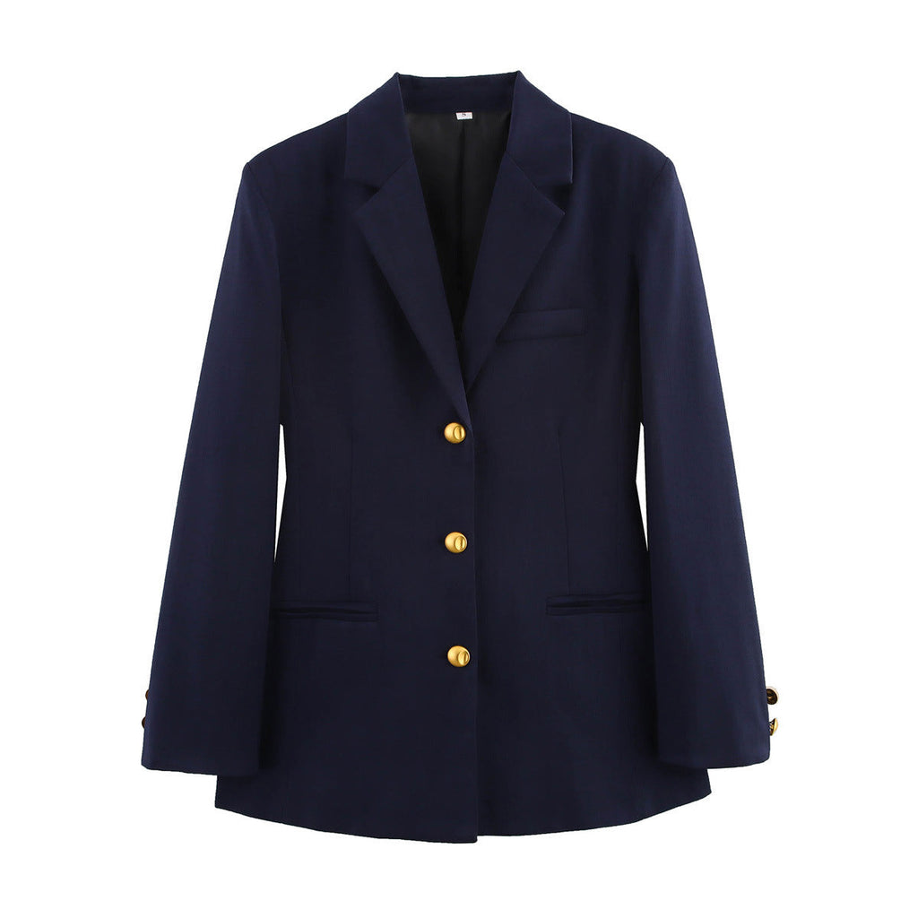 Double Breasted Gold Button Blazer