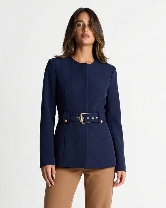 Elegant Belted Tailored Blazer