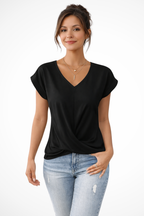 Evelyn | Women V Neck Twist Hem Short Sleeve Going Out Top