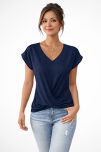 Evelyn | Women V Neck Twist Hem Short Sleeve Going Out Top