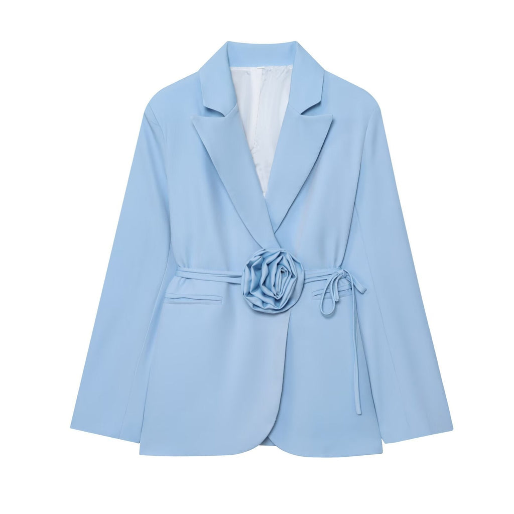 Floral Belt Tailored Blazer