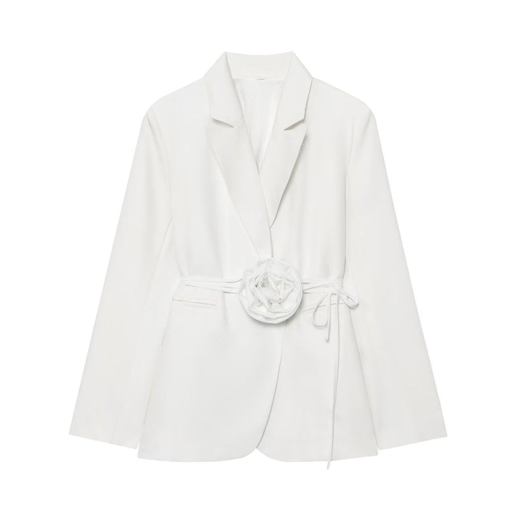 Floral Belt Tailored Blazer