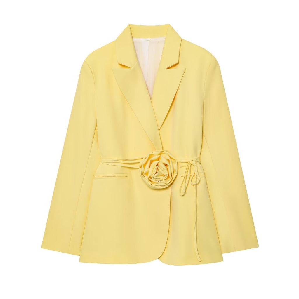 Floral Belt Tailored Blazer