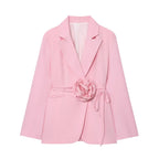 Floral Belt Tailored Blazer