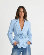 Floral Belt Tailored Blazer