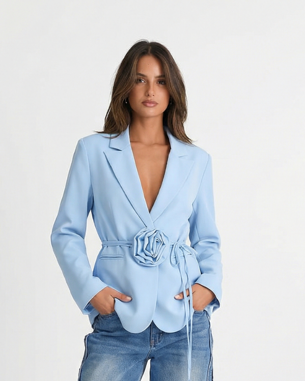 Floral Belt Tailored Blazer
