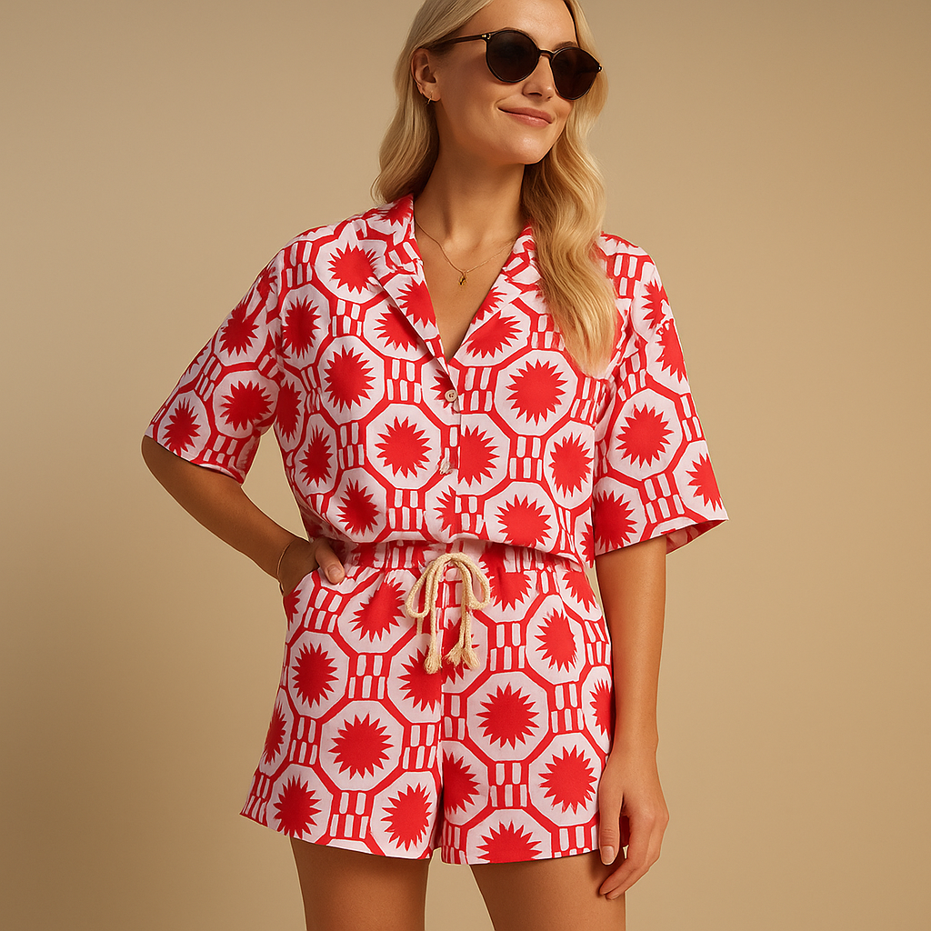 Floral blouse and shorts set for women | Kaia