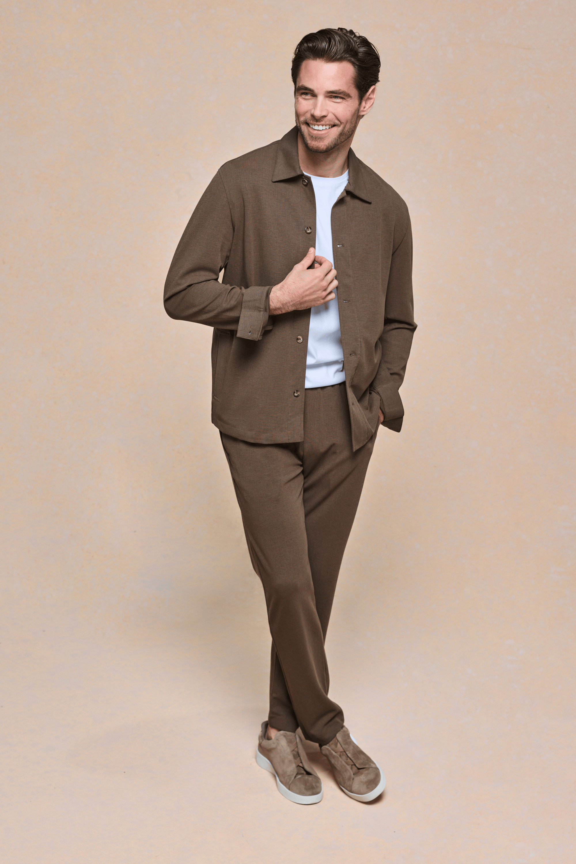 Geneva Textured Overshirt - Brown