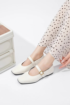 Georgiana | Women Square Toe Buckle Strap Mary Jane Ballet Flats