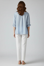 Harriet | Women Ruffle Collar Button Down Blouse with Frill Sleeves
