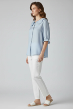 Harriet | Women Ruffle Collar Button Down Blouse with Frill Sleeves