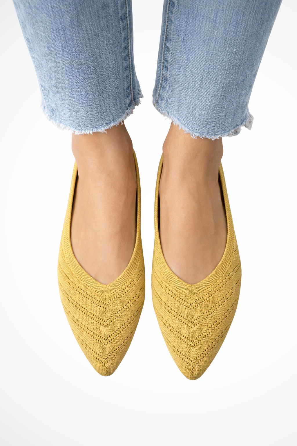 Henrietta | Women Pointed Toe Knit Slip On Ballet Flats