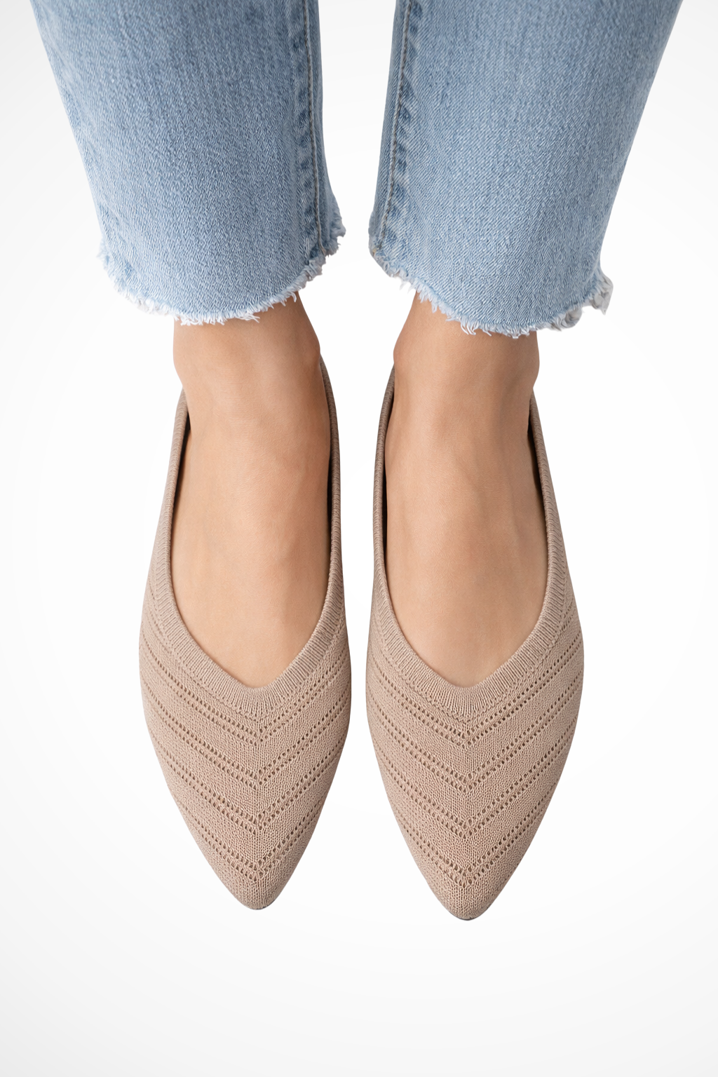 Henrietta | Women Pointed Toe Knit Slip On Ballet Flats