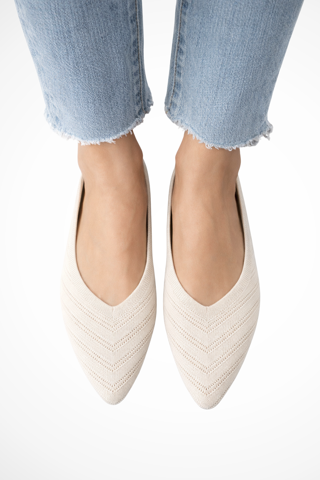 Henrietta | Women Pointed Toe Knit Slip On Ballet Flats