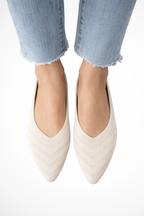 Henrietta | Women Pointed Toe Knit Slip On Ballet Flats