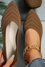 Henrietta | Women Pointed Toe Knit Slip On Ballet Flats