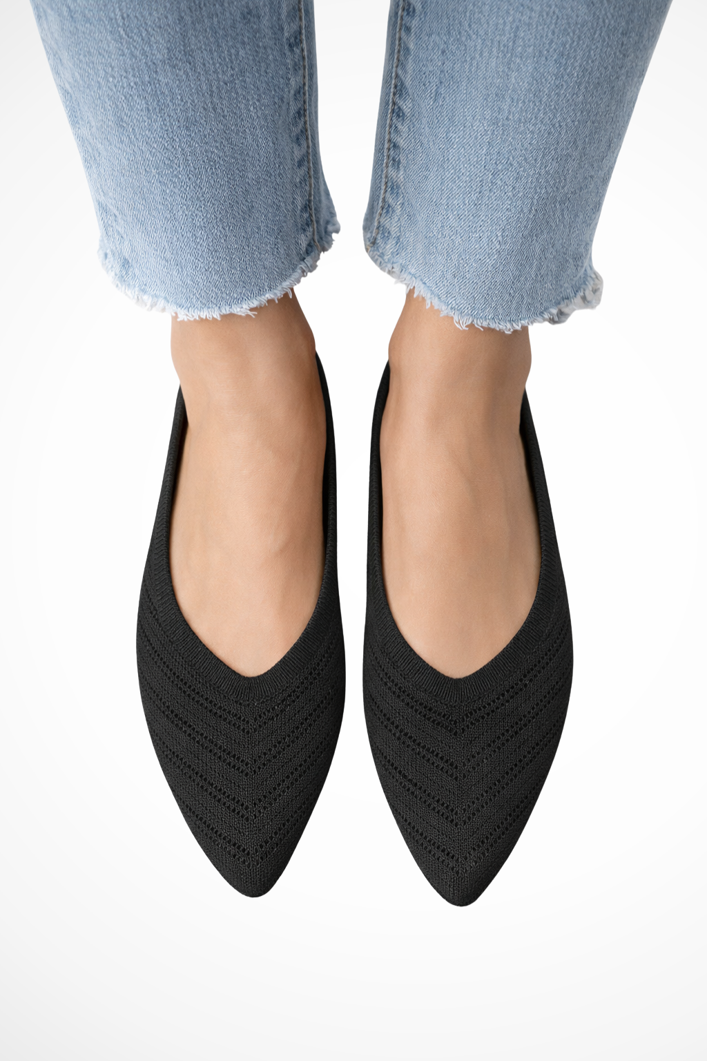 Henrietta | Women Pointed Toe Knit Slip On Ballet Flats