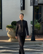 High Neck Gold Button Tailored Blazer