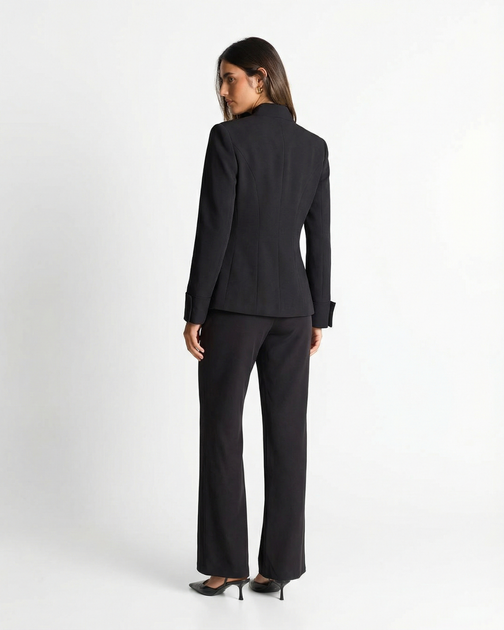 High Neck Gold Button Tailored Blazer