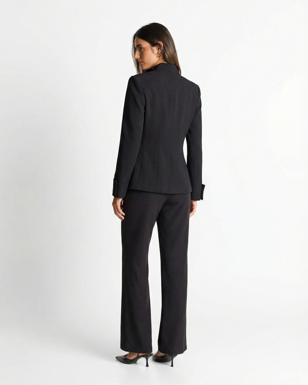 High Neck Gold Button Tailored Blazer