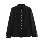 High Neck Gold Button Tailored Blazer