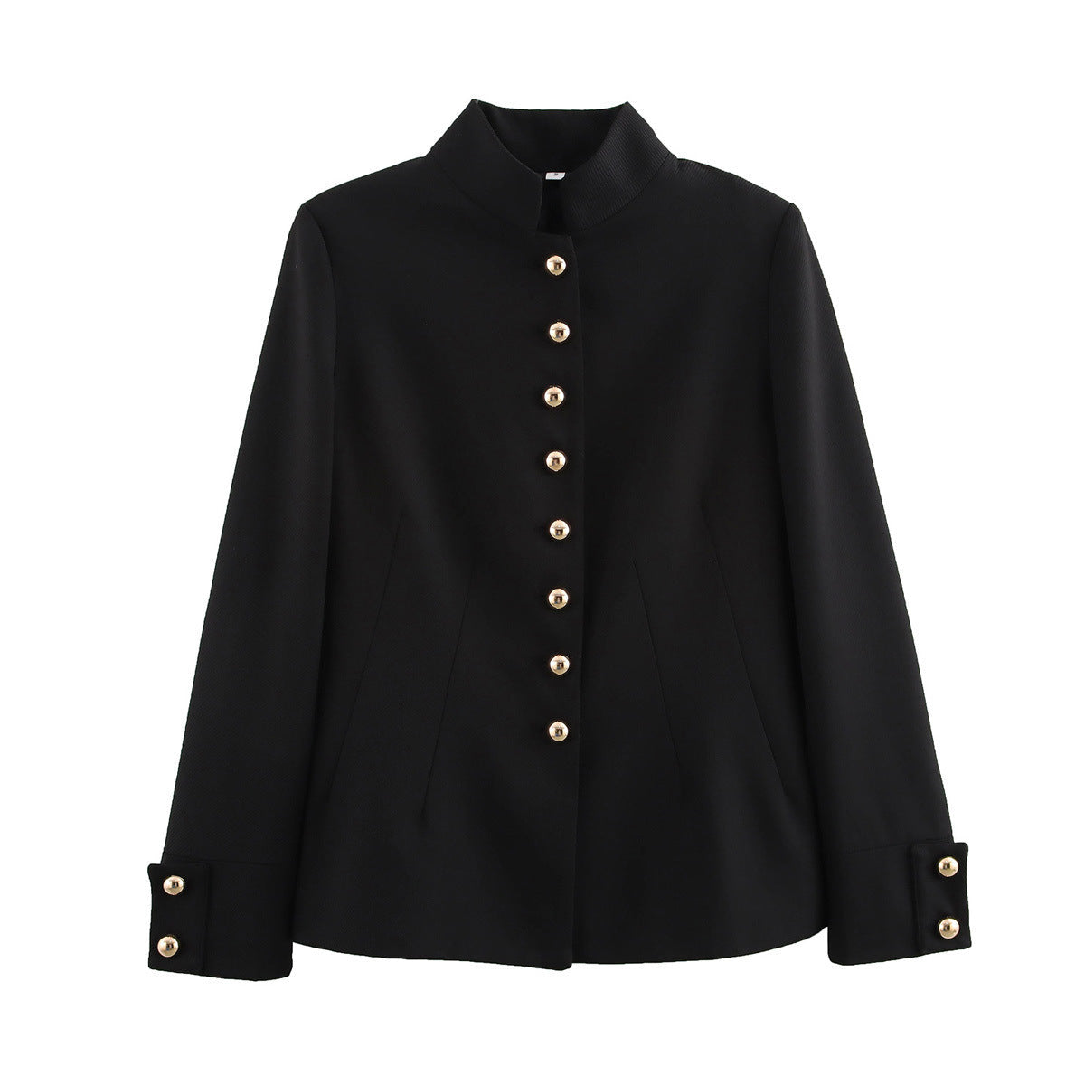 High Neck Gold Button Tailored Blazer