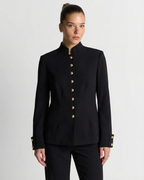 High Neck Gold Button Tailored Blazer
