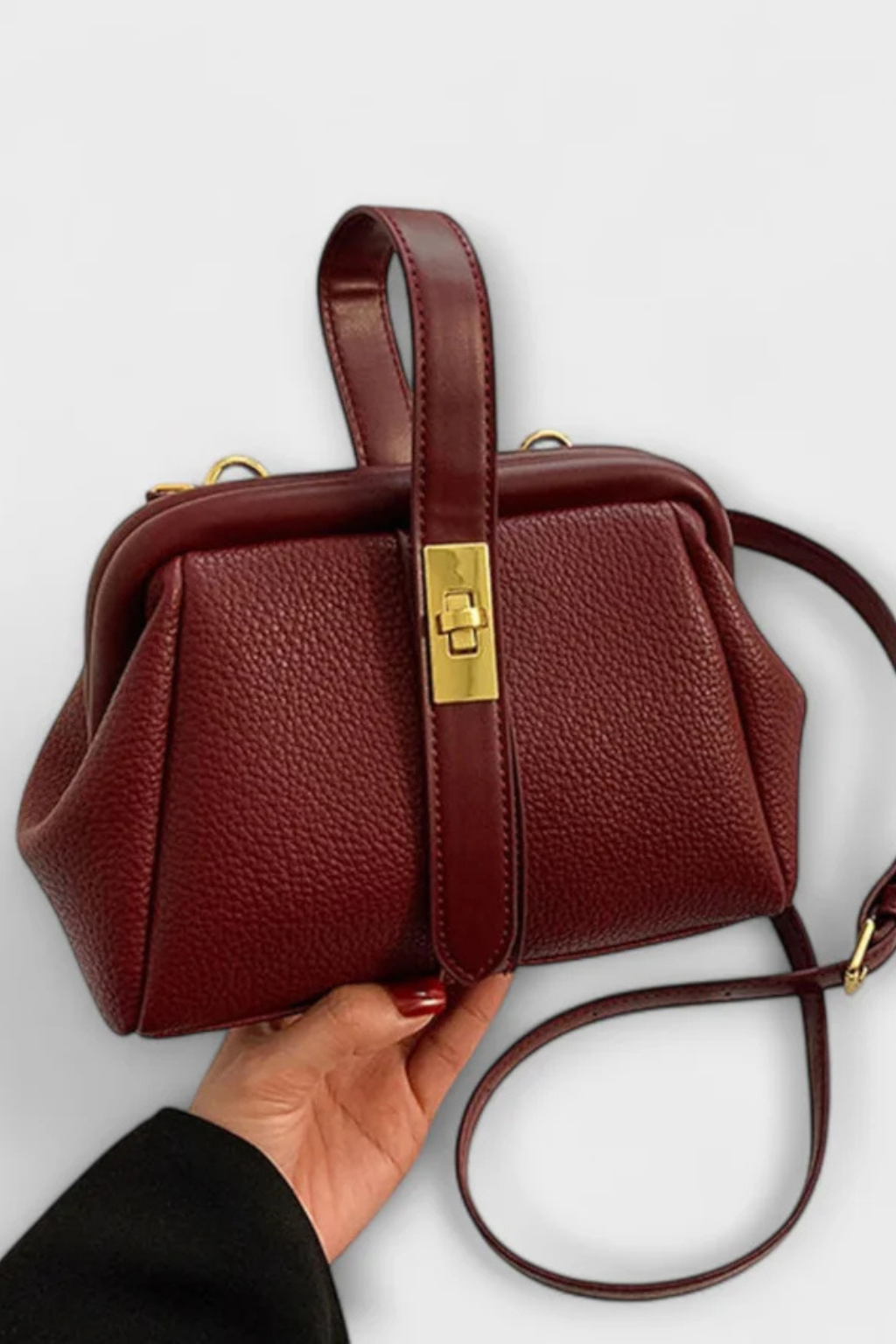 Joanna | Women Structured Mini Top Handle Crossbody Bag with Gold Clasp