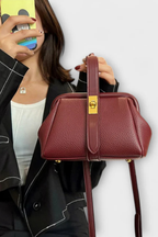 Joanna | Women Structured Mini Top Handle Crossbody Bag with Gold Clasp