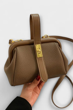 Joanna | Women Structured Mini Top Handle Crossbody Bag with Gold Clasp