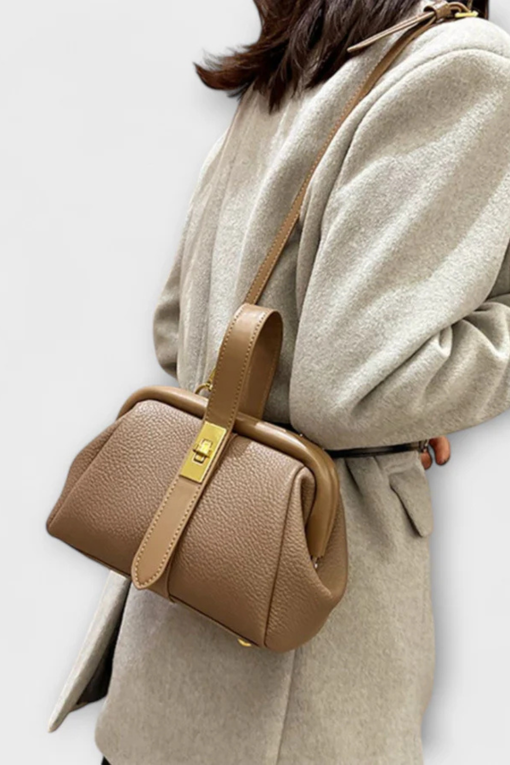 Joanna | Women Structured Mini Top Handle Crossbody Bag with Gold Clasp