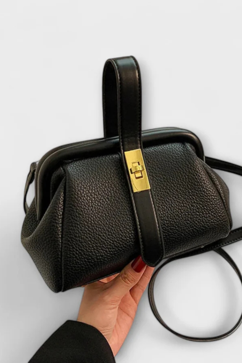 Joanna | Women Structured Mini Top Handle Crossbody Bag with Gold Clasp